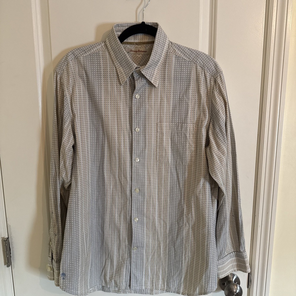 Tommy Bahama Long Sleeve Button Down Shirt Cream Medium